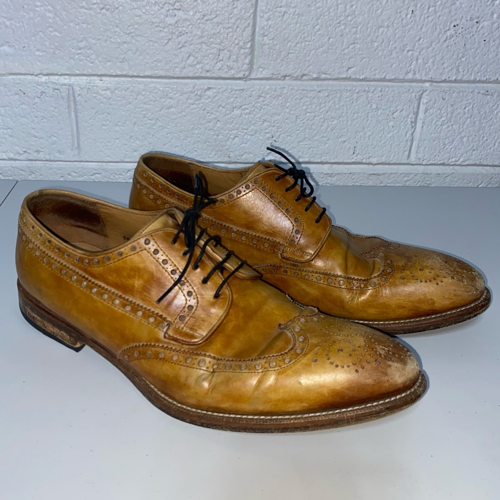 Magnanni Roda tan leather wingtip oxford dress shoes brogue Lisandro laser cut